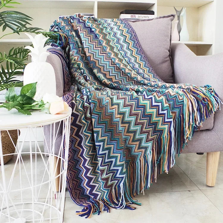 ™ Knitted Striped Sofa Blanket