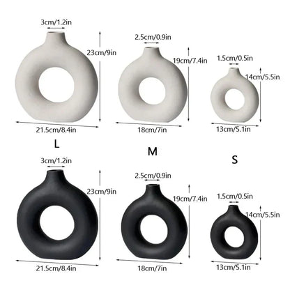 DecorBites™ Ceramic Donut Vase: Nordic Art Pampas Grass Home Decor Office Living Room