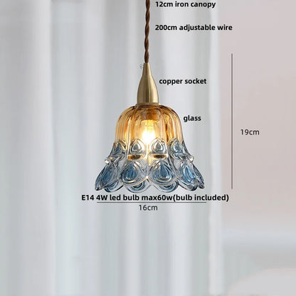 DecorBites™ Amber Glass Ball LED Pendant Light, Modern Nordic Hanging Lamp for Home Decor