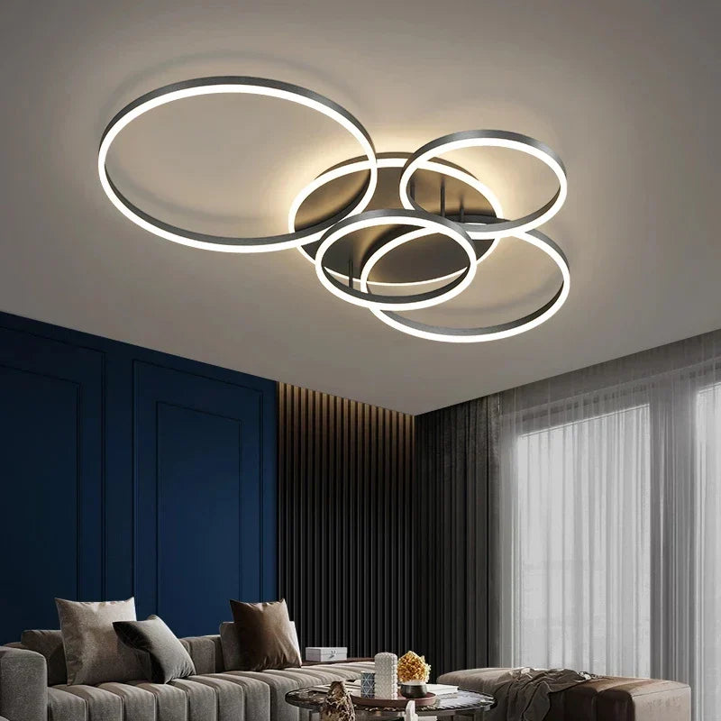 DecorBites™ Aluminum Circle LED Chandelier Ceiling Light for Bedroom Living Room Kitchen
