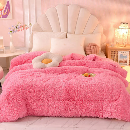 DecorBites™ Luxe Mink Fleece Flannel Patchwork Quilt: Soft, Warm, & Cozy Gradient Bedclothes