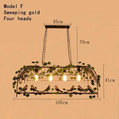 DecorBites™ Green Leaf Bird Cage Chandelier for Dining Table and Garden Decor