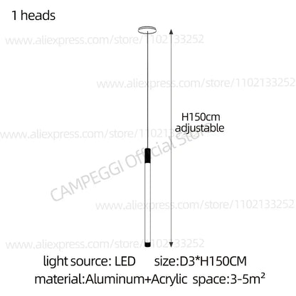 DecorBites™ Golden Tube Chandelier: Modern Designer LED Staircase Light for Nordic Loft Apartment