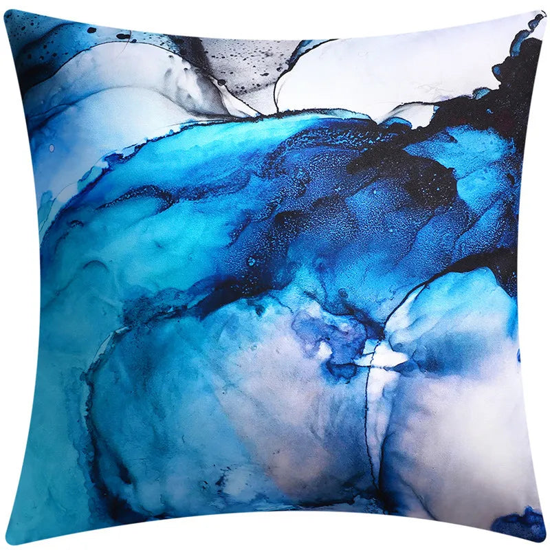 DecorBites™ Blue Floral Cushion Cover 45x45cm for Modern Home Decor & Office Sofa