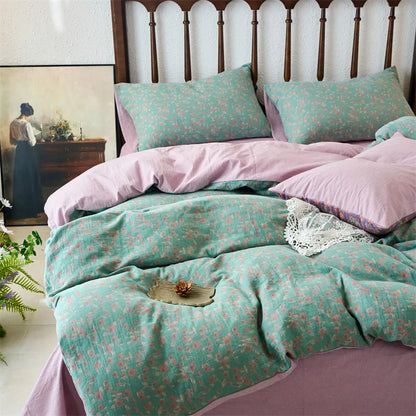 DecorBites™ 100% Cotton Double-Layer Floral Jacquard Duvet Cover Set