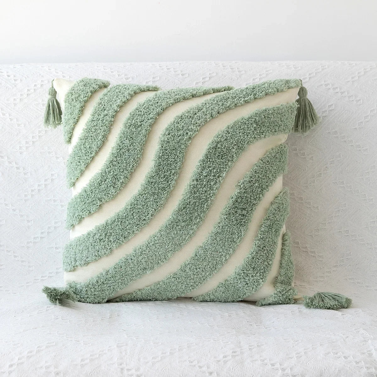 DecorBites™ Boho Geometric Tufted Cushion Cover Cotton Canvas Pillow Covers