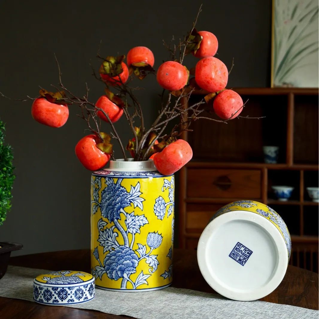 DecorBites™ Chinese Blue White Porcelain General's Jar Flower Vase Home Decoration