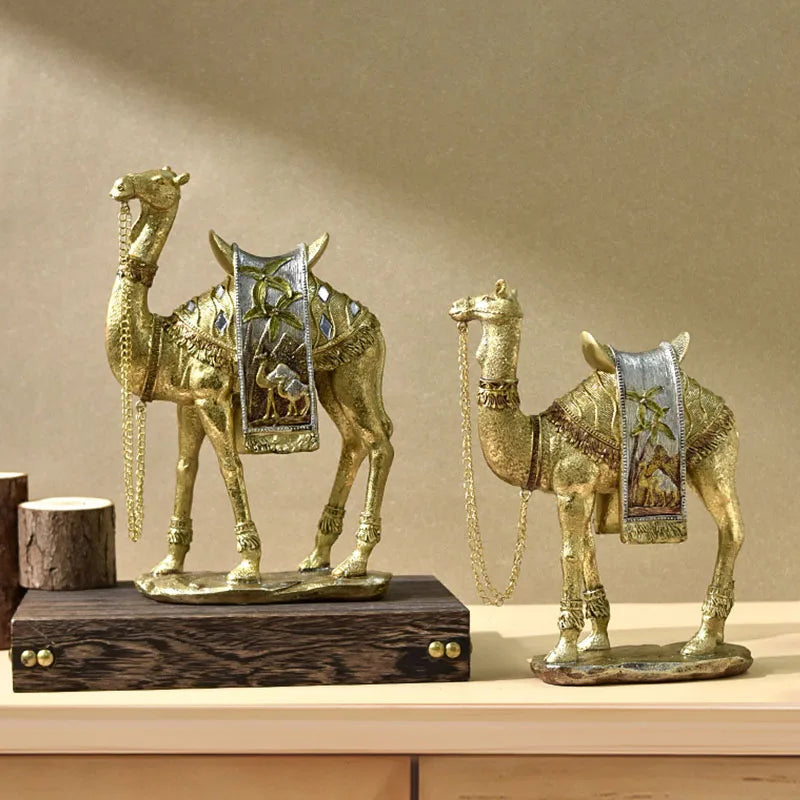 DecorBites™ Camel Resin Art Ornament Home Office Decor Craft Luxury Golden Style