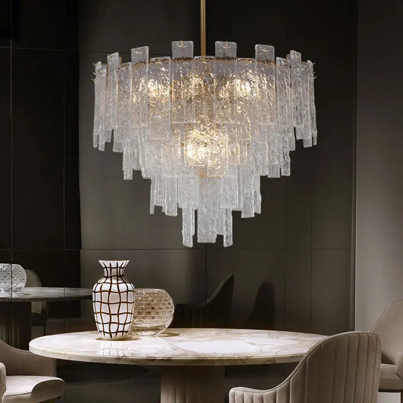 DecorBites™ Crystal Chandelier: Modern LED Pendant Light for Home Decor