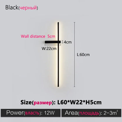 DecorBites™ Black Long Strip Wall Lamp - Modern Minimalist Bedroom Living Room TV Wall Light