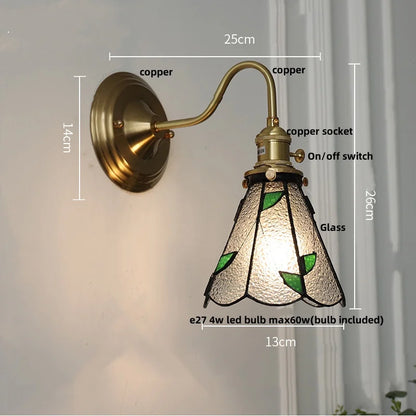DecorBites™ Blue Glass Copper LED Wall Light Fixture Stair Bar Restaurant Bedroom E27