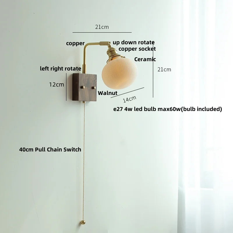 DecorBites™ Ceramic LED Wall Light Fixture Reading Coffee Nordic Modern Rotatable Bedside Lamp