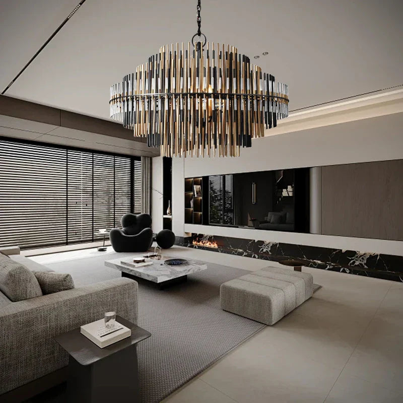 DecorBites™ Brass Glass Ceiling Chandelier: Elegant Lighting for Luxurious Living Spaces