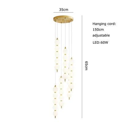 DecorBites™ Art Deco LED Glass Pingpong Pendant Light in Gold Chrome Black.