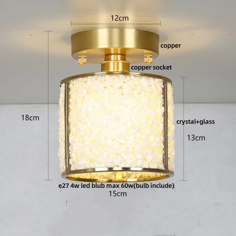 DecorBites™ Copper Canopy LED Ceiling Light Glass Crystal Nordic Modern Decor for Home