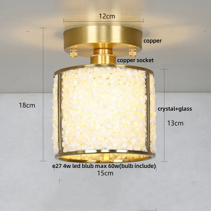 DecorBites™ Copper Canopy LED Ceiling Light Glass Crystal Nordic Modern Decor for Home