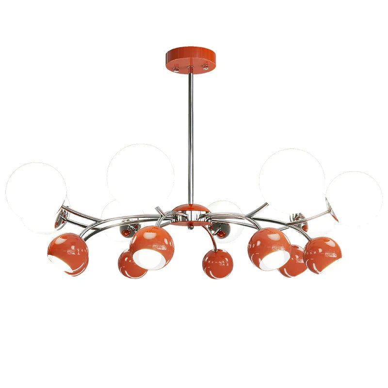 Bauhaus chrome orange & white lasha pendant light dining room
