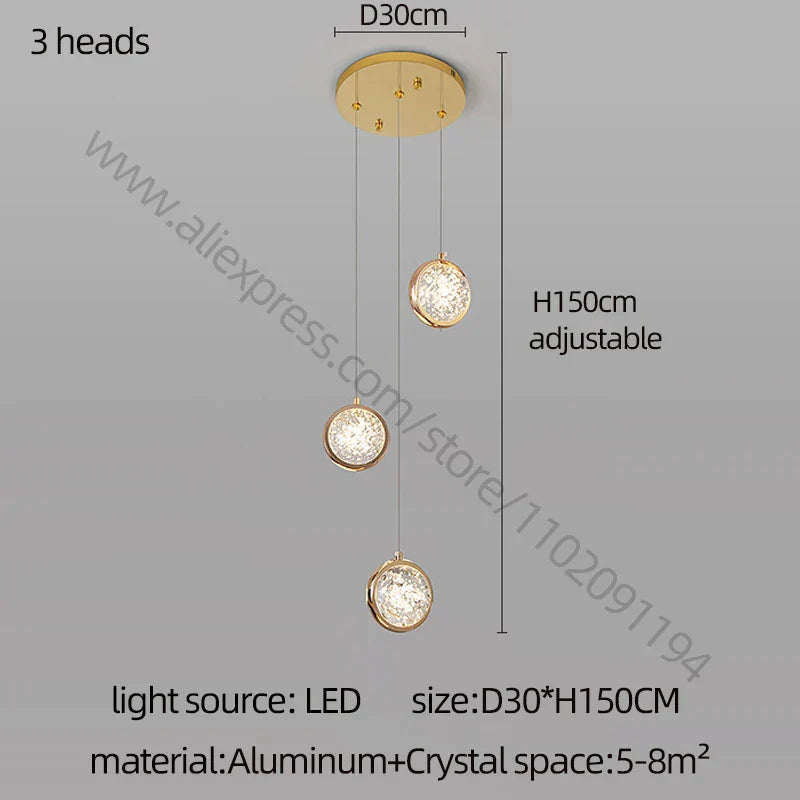DecorBites™ Crystal Ball Chandelier: Modern Loft & Staircase Hanging Light for Home, Hotel & Mall