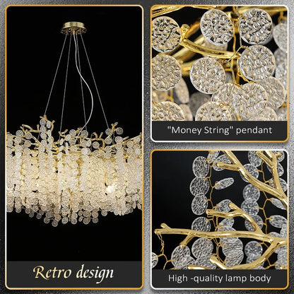DecorBites™ Golden Money Tree Crystal Chandelier for Elegant Home Décor