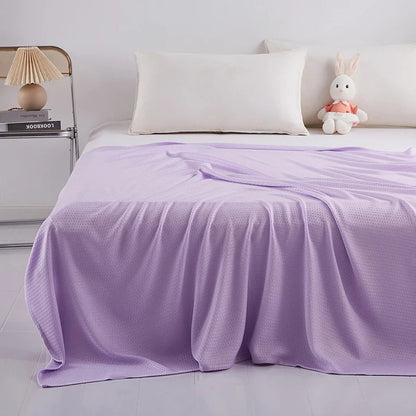 DecorBites™ Bamboo Fiber Summer Quilt - Lightweight & Breathable Diamond Grid Blanket