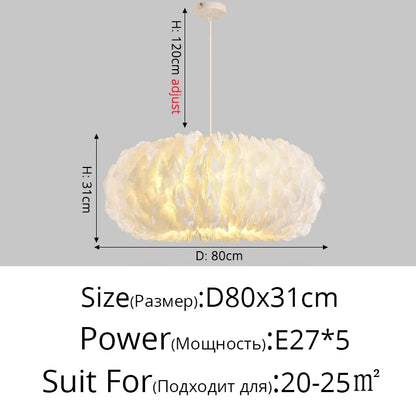 DecorBites™ Feather Decor LED Chandeliers for Living Room, Bedroom, Study & Children's Room