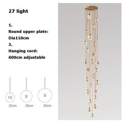 DecorBites™ 2025 Art Deco Marble Golden Lustre LED Chandelier Lighting
