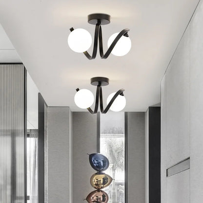 DecorBites™ Black Gold Glass Ceiling Light: Modern Minimalist Indoor Lighting for Entryway Balcony