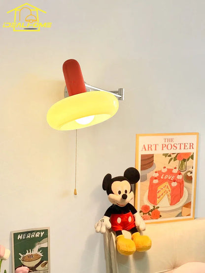 DecorBites™ Cream Wind Wall Lamp LED E27 Swing Arm Telescopic Staircase Bedside Reading
