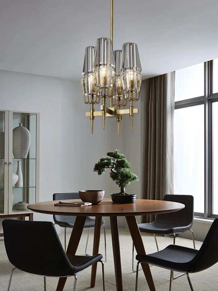DecorBites™ Crystal Brass Glass Pendant Light Dimmable Luxury Vintage Lamp