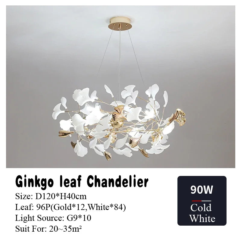 DecorBites™ Ginkgo Leaf Chandelier LED Pendant Light for Living Dining Bedroom