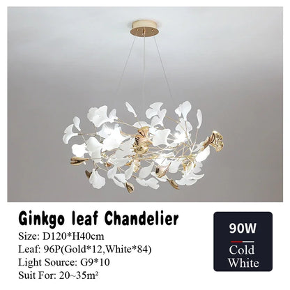 DecorBites™ Ginkgo Leaf Chandelier LED Pendant Light for Living Dining Bedroom