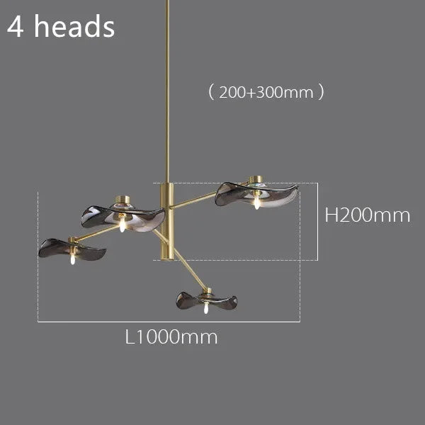 DecorBites™ Lotus Leaf Glass Ceiling Chandelier for Bedroom Living Room Hall Lighting