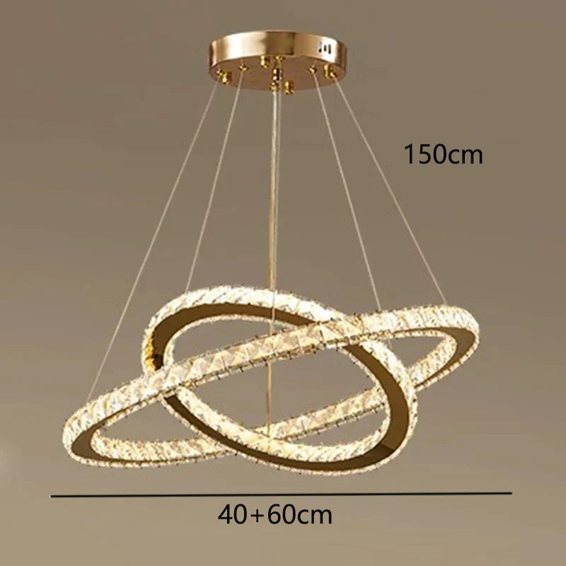 DecorBites™ Crystal Chandelier Stair Pendant Lamp Living Room Pendant Lights Interior Lighting