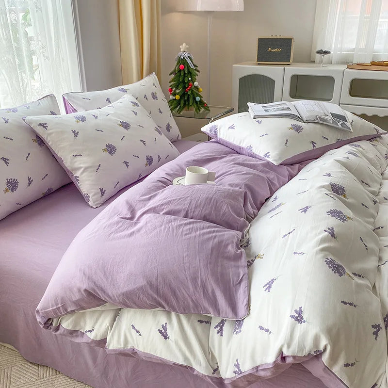 DecorBites™ Cartoon Heart Plant Floral Print 3Pcs Set (Duvet Cover + Pillowcases)