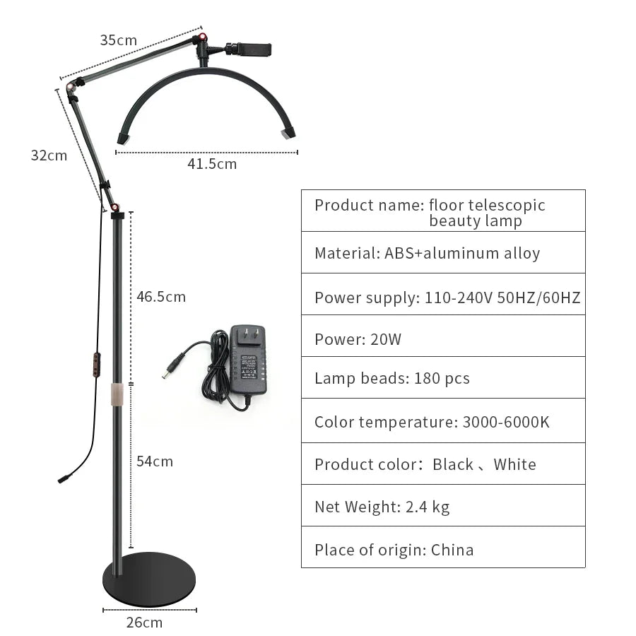DecorBites™ LED Moon Beauty Floor Lamp for Eyebrow Tattoo & Eyelash Extensions