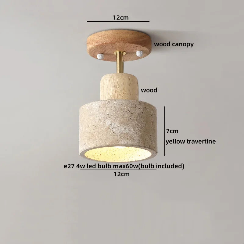 DecorBites™ LED Travertine Wood Ceiling Light Fixture - Modern Nordic Restaurant Balcony Lamp