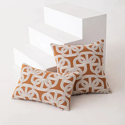 DecorBites™ Brown Coffee Geometric Jacquard Cushion Cover: High Precision & Light Luxury Modern Pillow Case for Home Decor