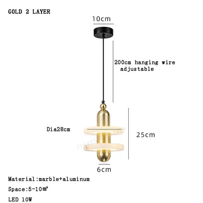 DecorBites™ Alabaster Marble Pendant Lights for Luxury Dining Room, Kitchen & Bar Décor