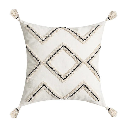 DecorBites™ Geometric Embroidery Cushion Cover with Tassel, Home Decor Pillowcase, Various Sizes