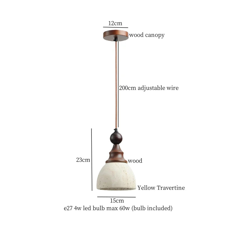DecorBites™ Yellow Travertine LED Pendant Lights for Kitchen Island Bedroom Dining Table