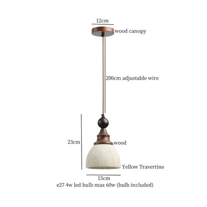DecorBites™ Yellow Travertine LED Pendant Lights for Kitchen Island Bedroom Dining Table