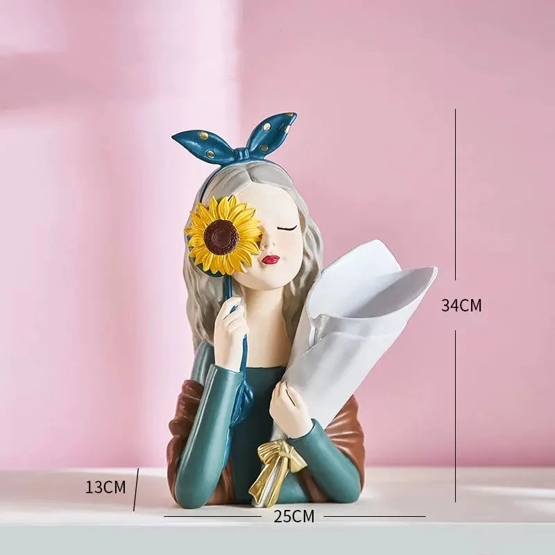 DecorBites™ Girl Statues Vase Ornaments Office Decor Figurines TV Cabinets Floral Accessories