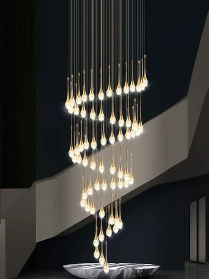 DecorBites™ Crystal Bubble Chandelier for Duplex Living Room, Rotating Staircase, Villa Lobby