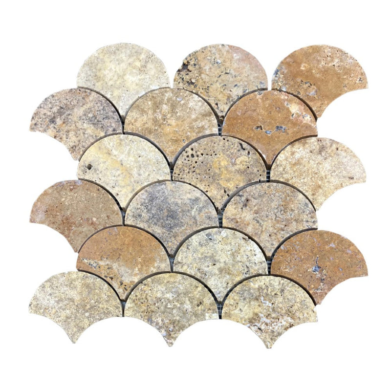 Scabos Travertine Laguna on 12" x 12" Mesh Mosaic Tile