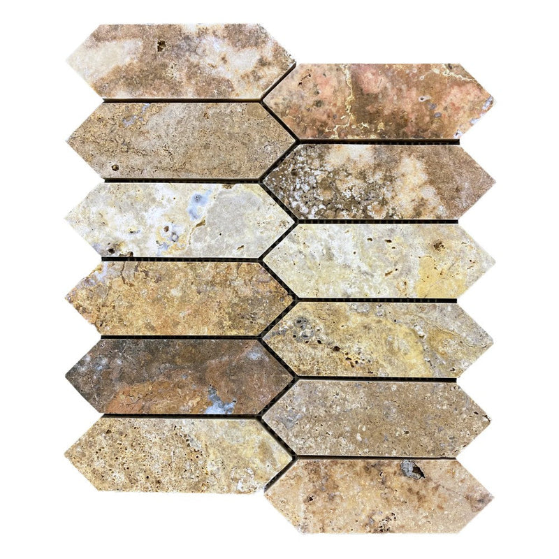 Scabos Travertine Strada Design on 12" x 12" Mesh Mosaic Tile