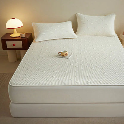 DecorBites™ Love Pattern Cotton Fitted Sheet Single - Anti-Slip, Dustproof & Luxury