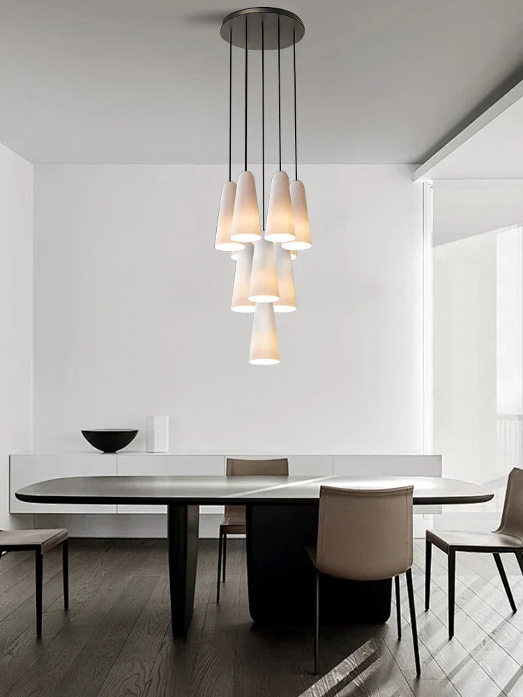 DecorBites™ Elegant White Glass Cup Chandeliers for Luxe Living Room