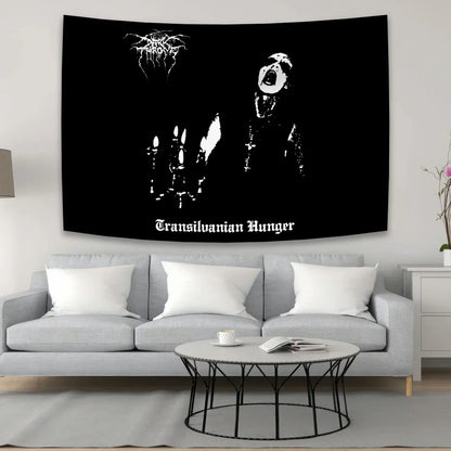 DecorBites™ Black Metal Hippie Hotel Tapestry Flag for Bohemian Bedroom Art