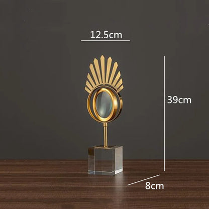 DecorBites™ Golden Metal Eyes Magnifying Glass with Crystal Glass Base - Modern Home Decoration
