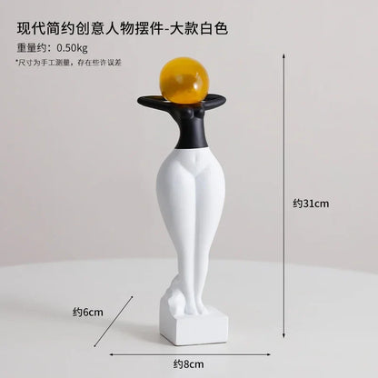 DecorBites™ Abstract Art Female Body Decor Figurines Black White Resin Home Decor